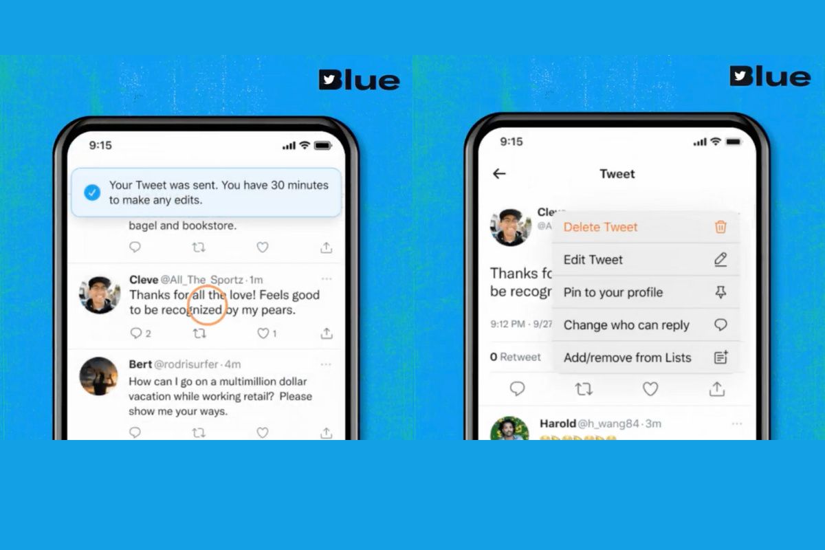 Twitter Blue subscribers can now starting editing tweets
