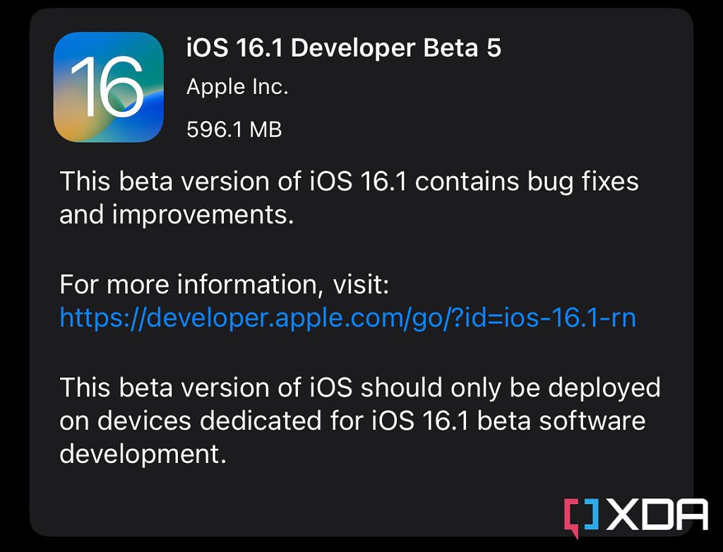 iOS 16.1 beta 5