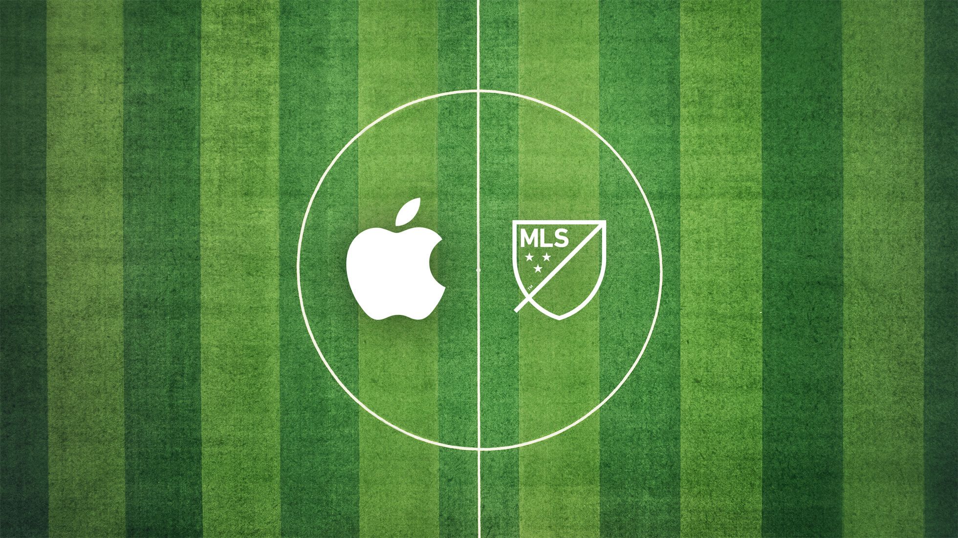 Apple and MLS logo on a soccer field