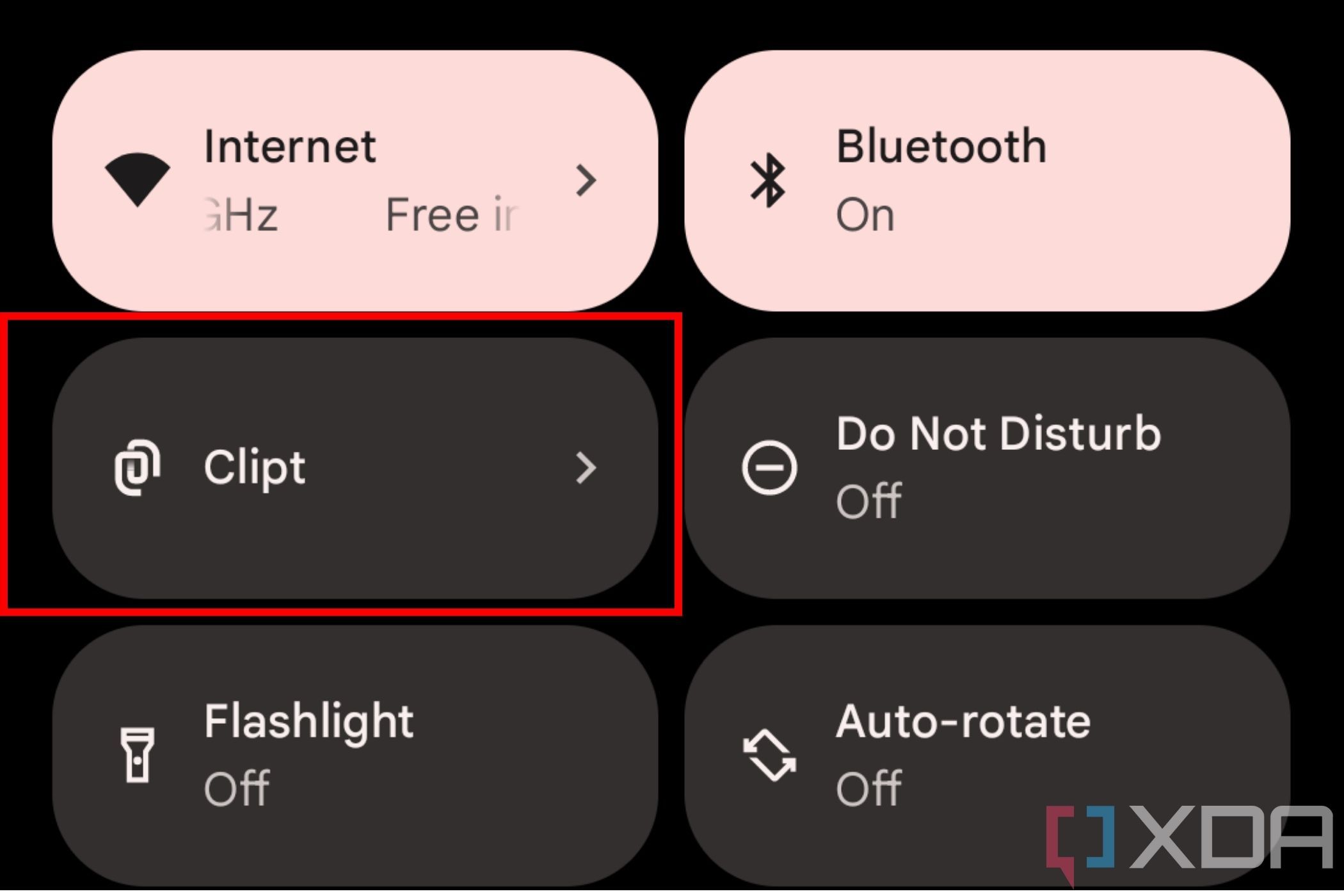 An image showing the screenshot of the quick settings menu on Android.