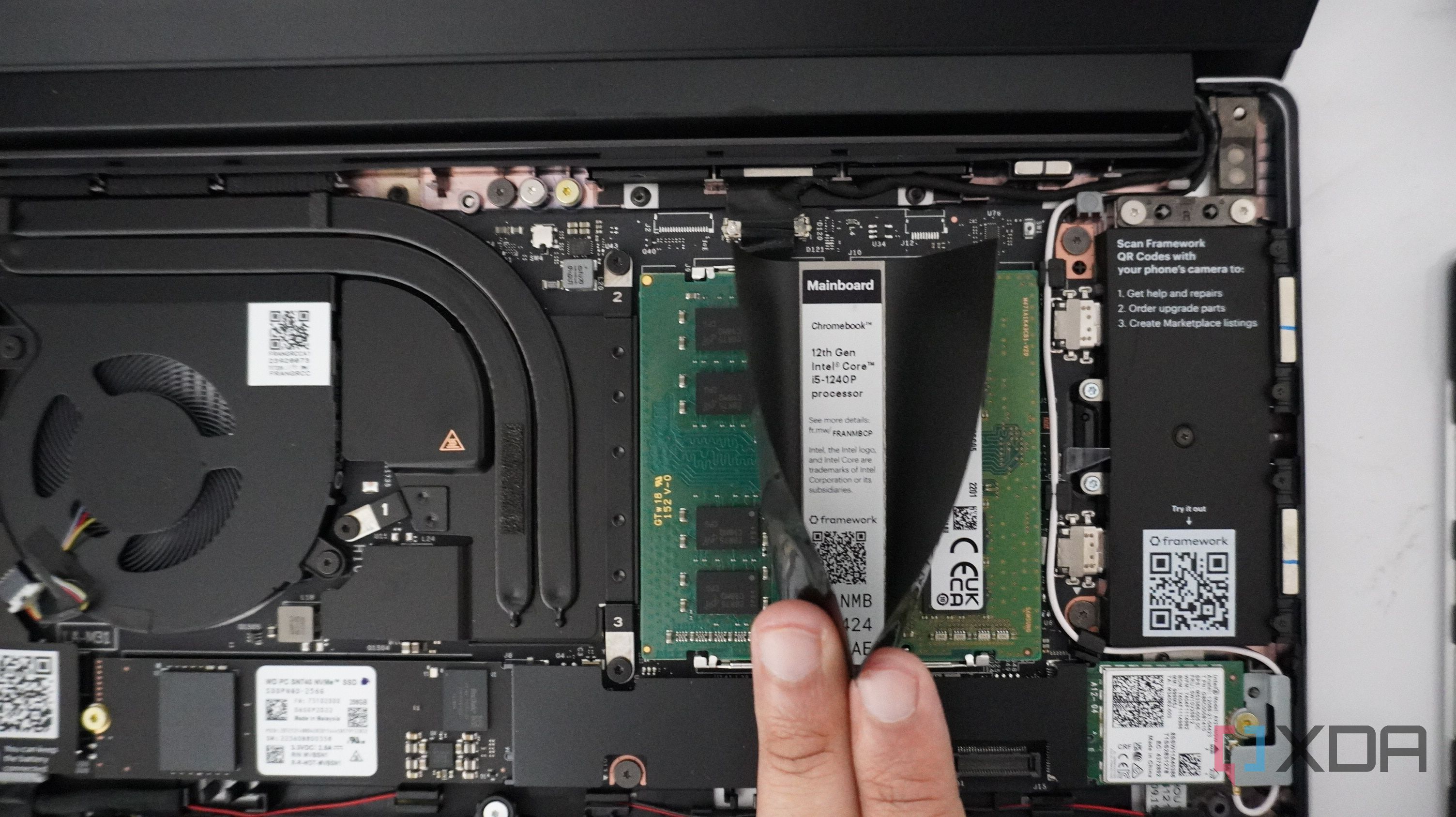 RAM slots on the Framework Chromebook.