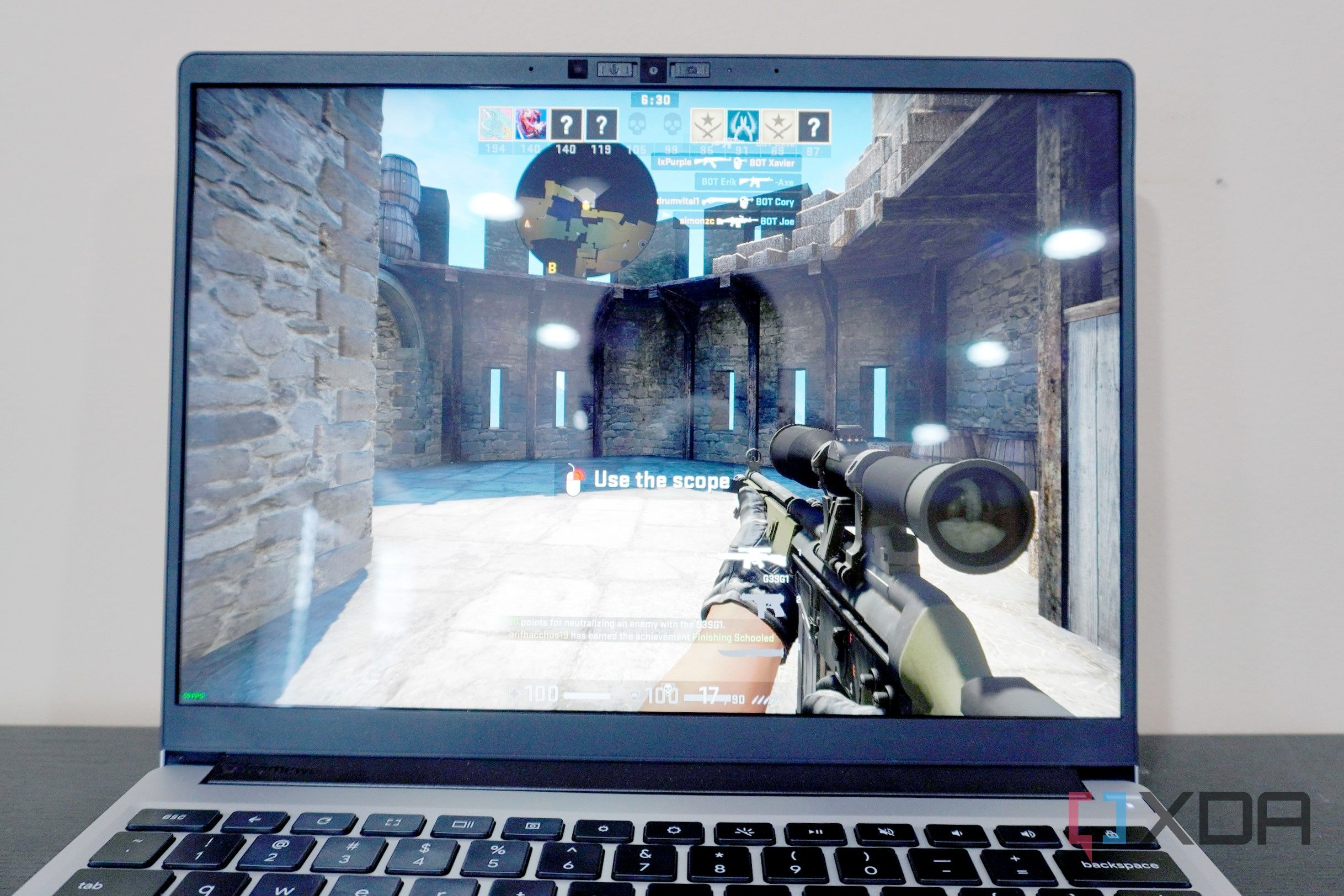 CS:GO showing on the screen of the Framework Chromebook..