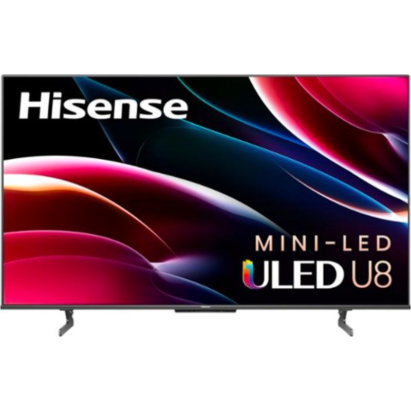 Una imagen renderizada del televisor Hisense U8H Quantum ULED sobre un fondo de color blanco.