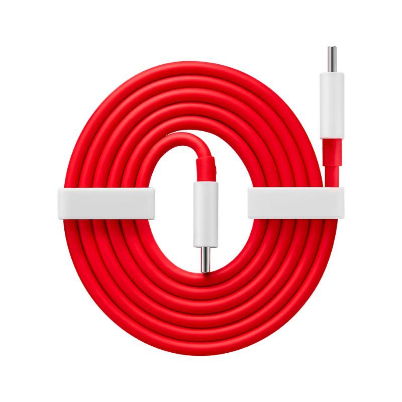 Ein rotes USB-C-zu-USB-C-Kabel 