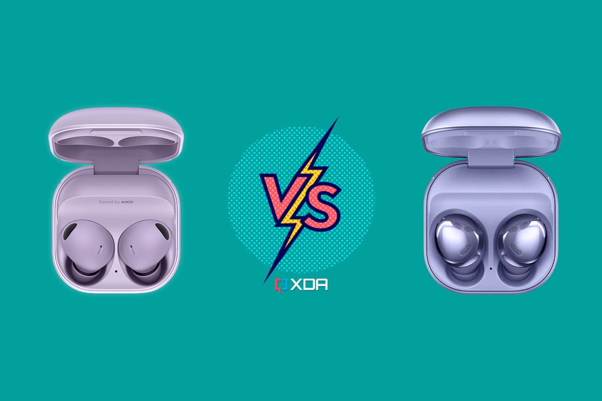An image showing the Samsung Galaxy Buds 2 Pro and Galaxy Buds Pro side-by-side with an XDA logo and 'vs' text in the middle.