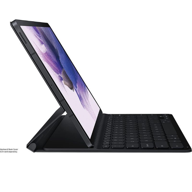 Rendering of a Samsung tablet keyboard cover with a Galaxy tablet on a white background.