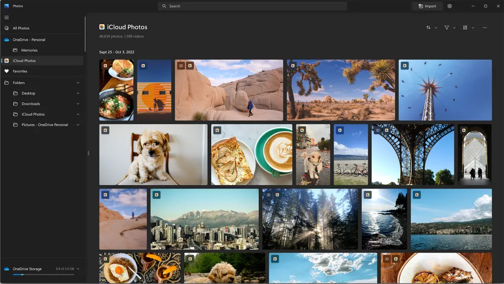 iCloud photos in the Windows 11 Photos app