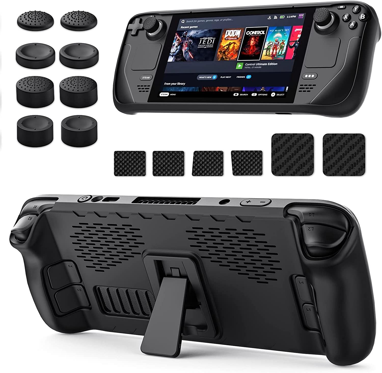 Moko kickstand case and grips for Steam Deck