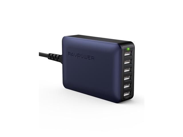 RAVPower 60W multiport charger on a white background.