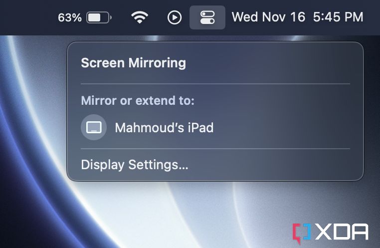 Screen mirroring on iPad on macOS Ventura