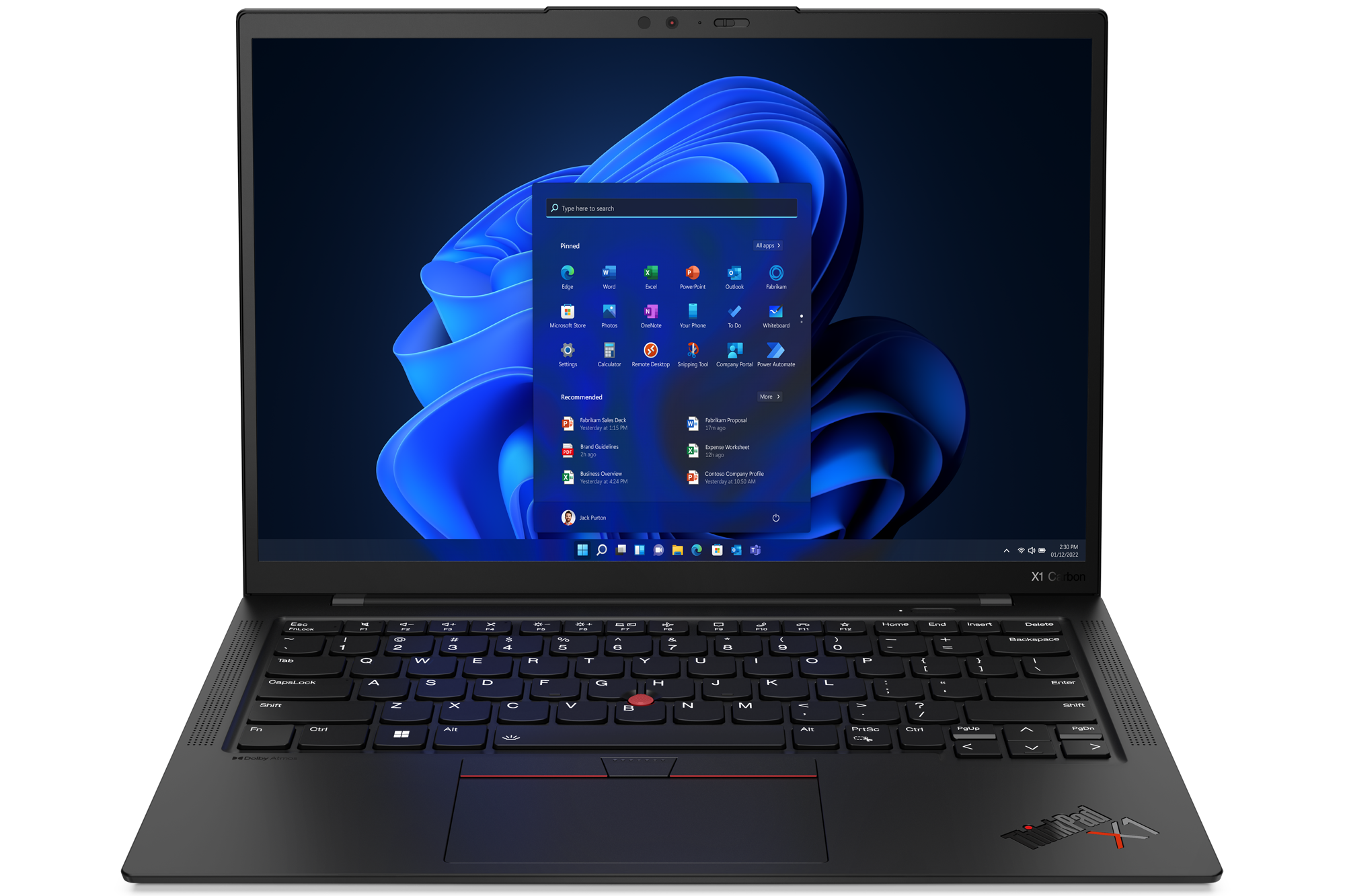 Front view of the Lenovo ThinkPad X1 Carbon Gen 11