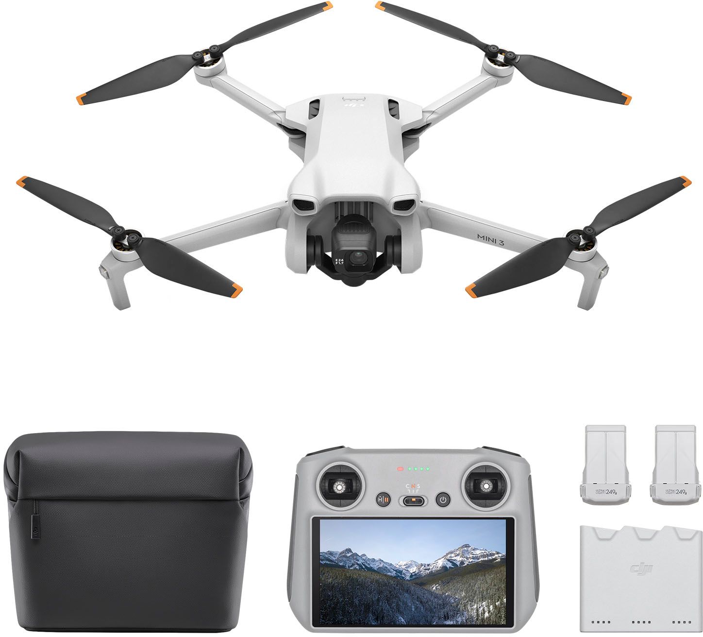 DJI Mini 3 Fly More Combo Drone and Remote Control with Built-in Screen