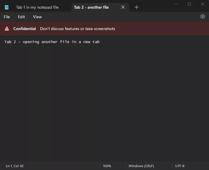 Tabs in the Windows 11 Notepad app
