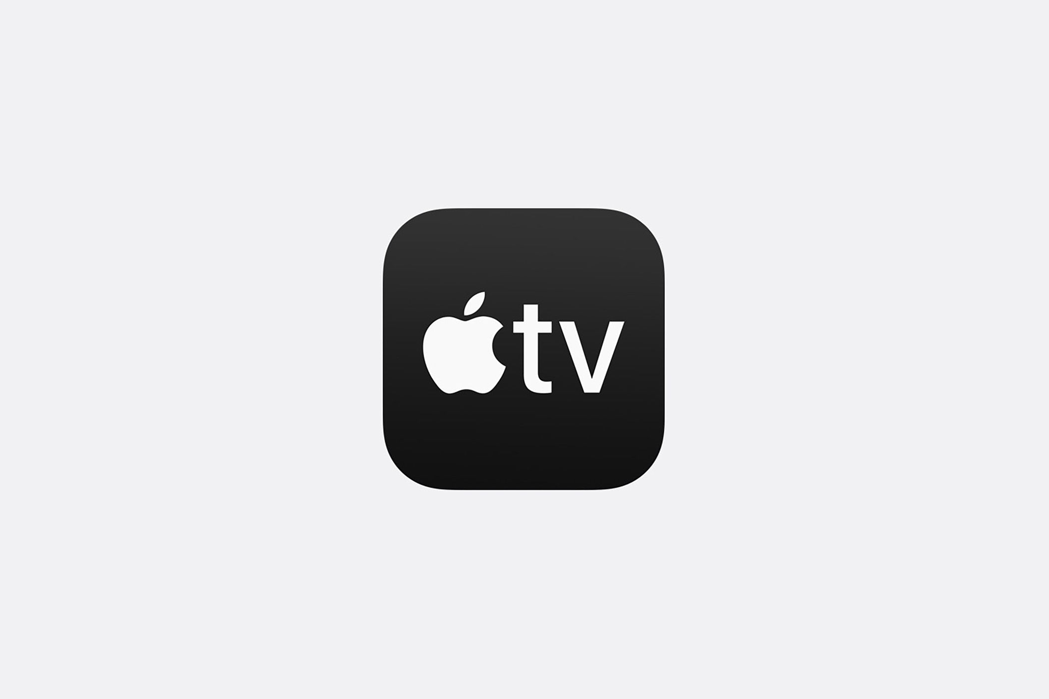 Apple TV logo on gray background.