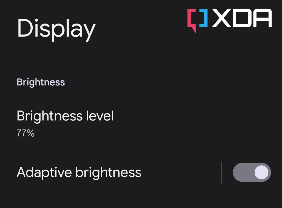 A screenshot showing the Display brightness settings page on the Pixel 7.