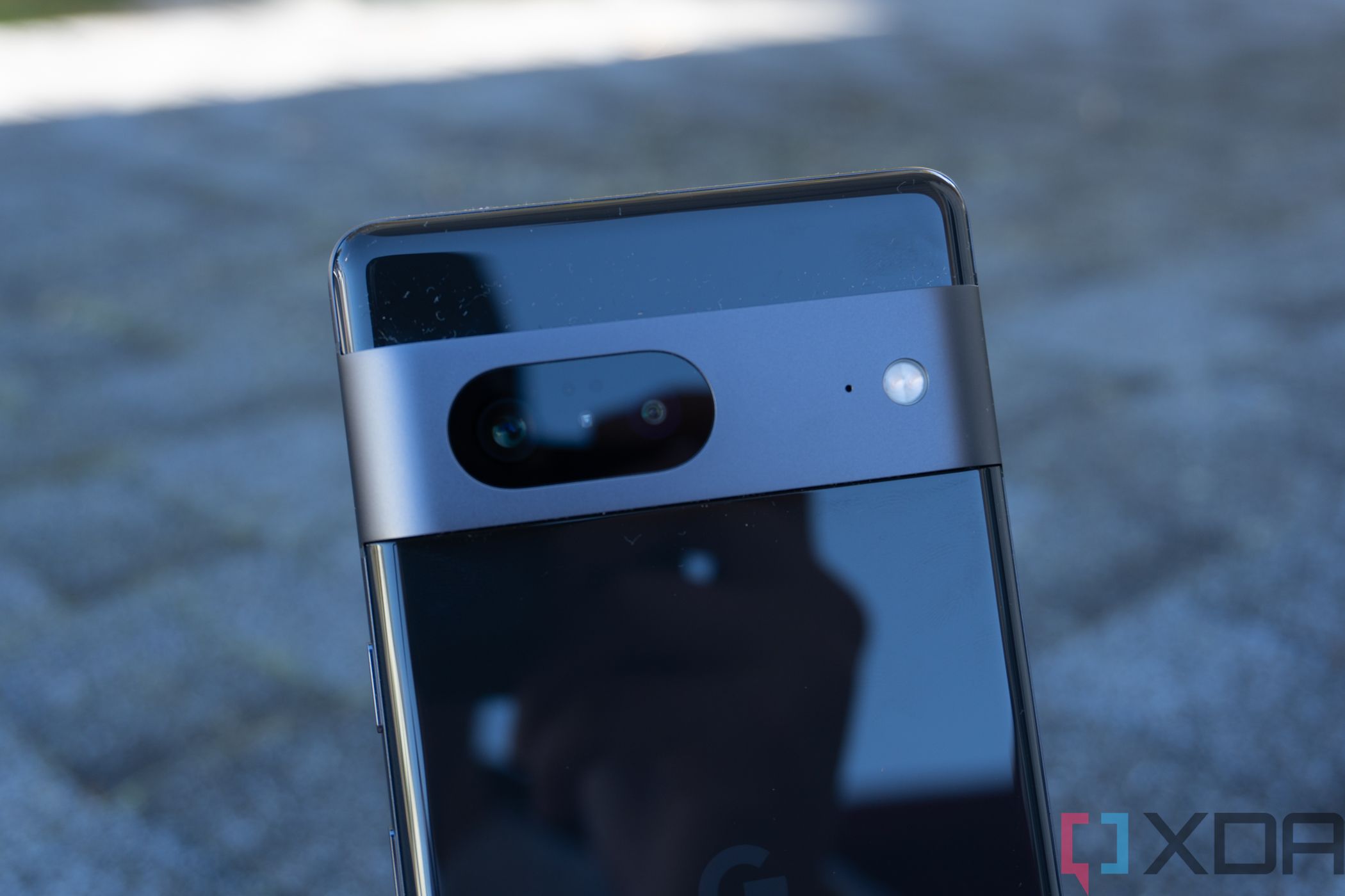 Close up view of the Google Pixel 7 rear cameras.