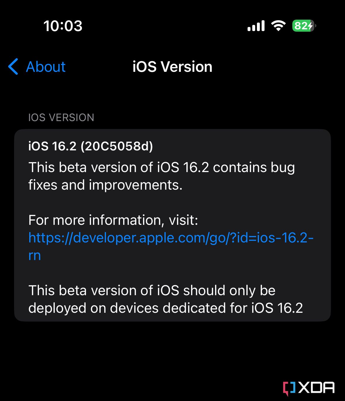 iOS 16.2 beta 4 About Settings 1