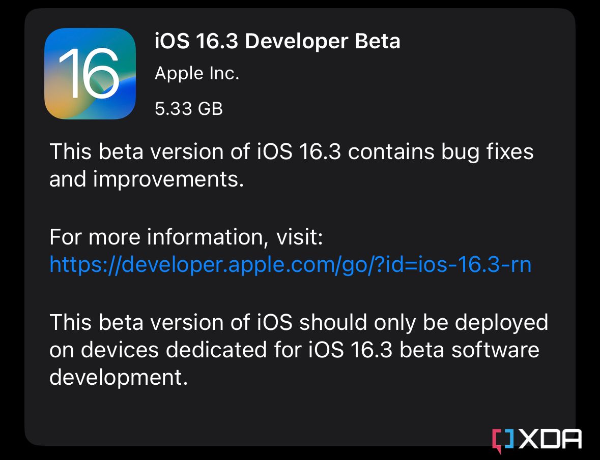 iOS 16.3 Beta 1