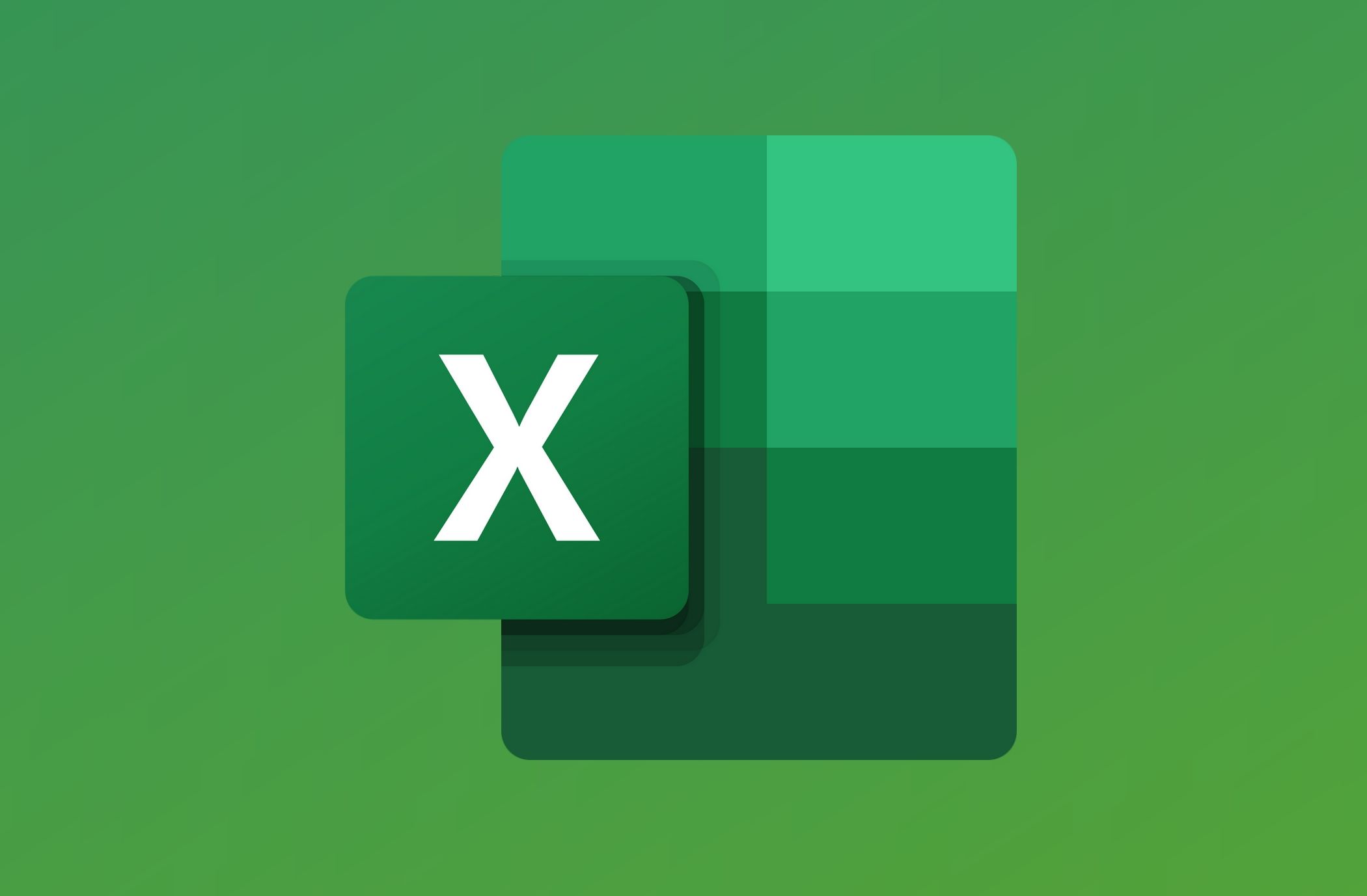 A Microsoft Excel logo over a gradient green background
