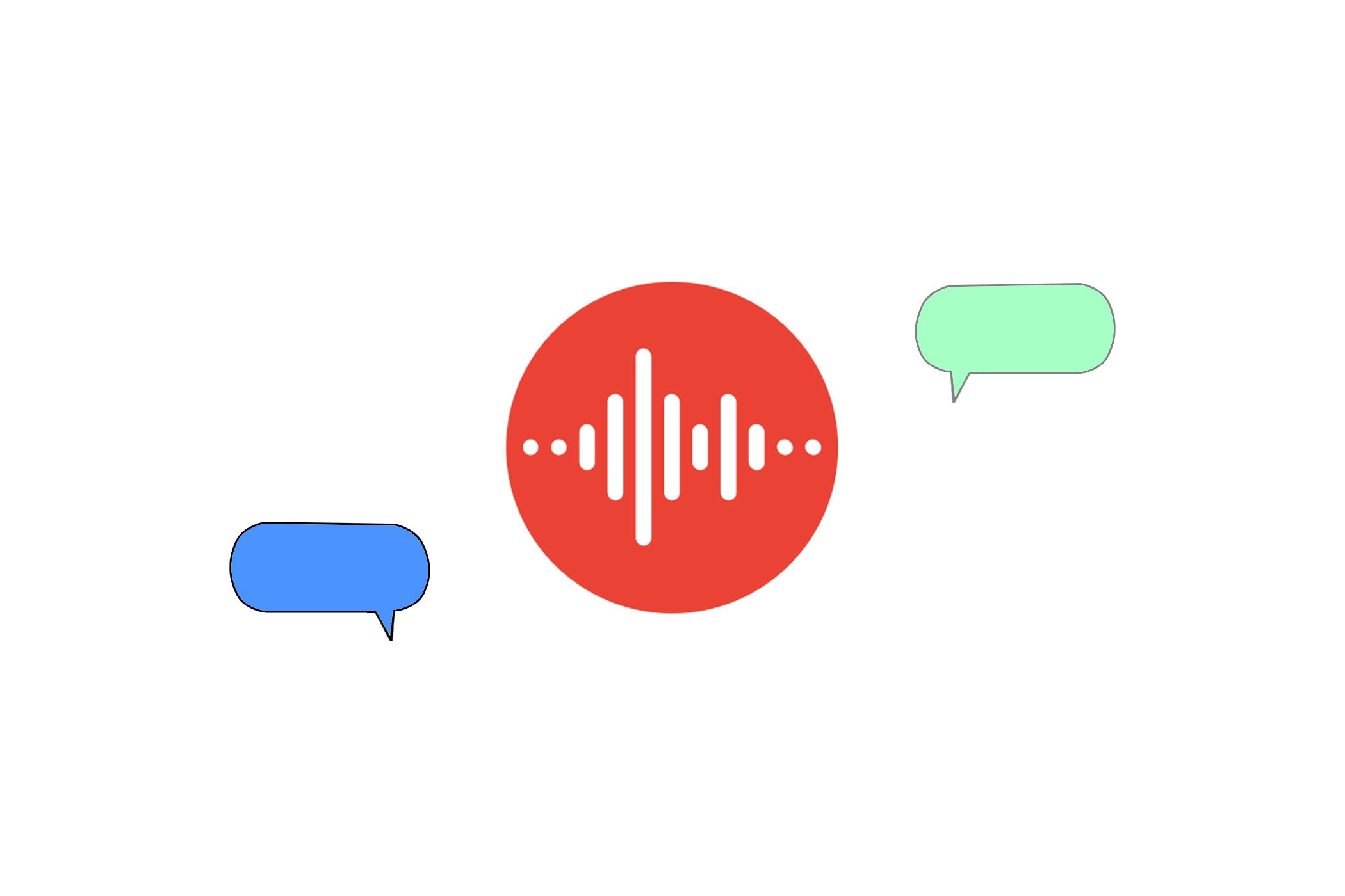 Pixel Recorder icon with two speech bubbles in different colors on white background.
