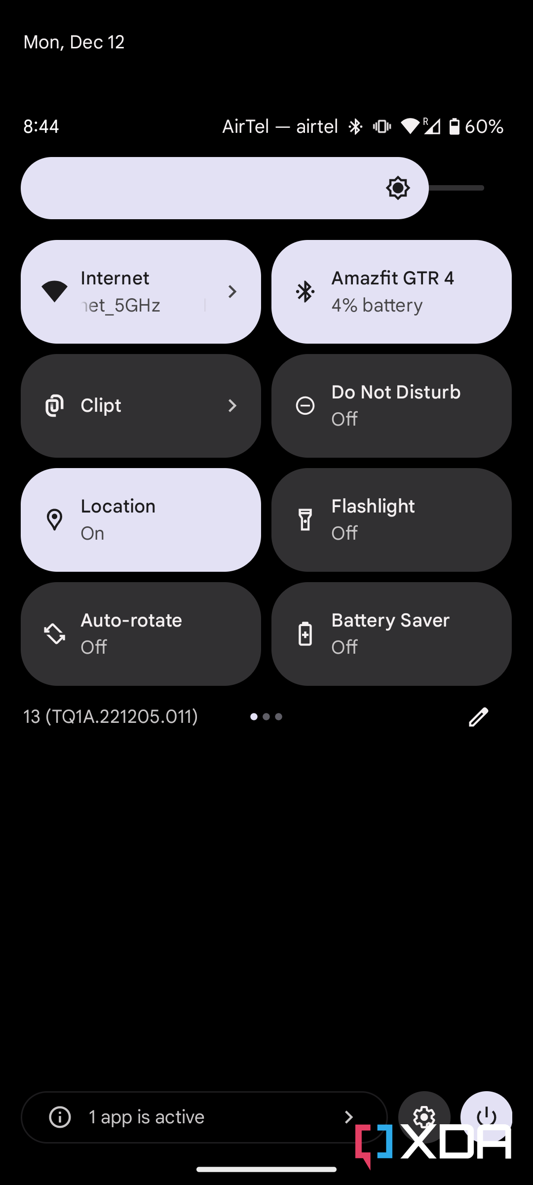 A screenshot showing the Quick settings menu on the Pixel 7.
