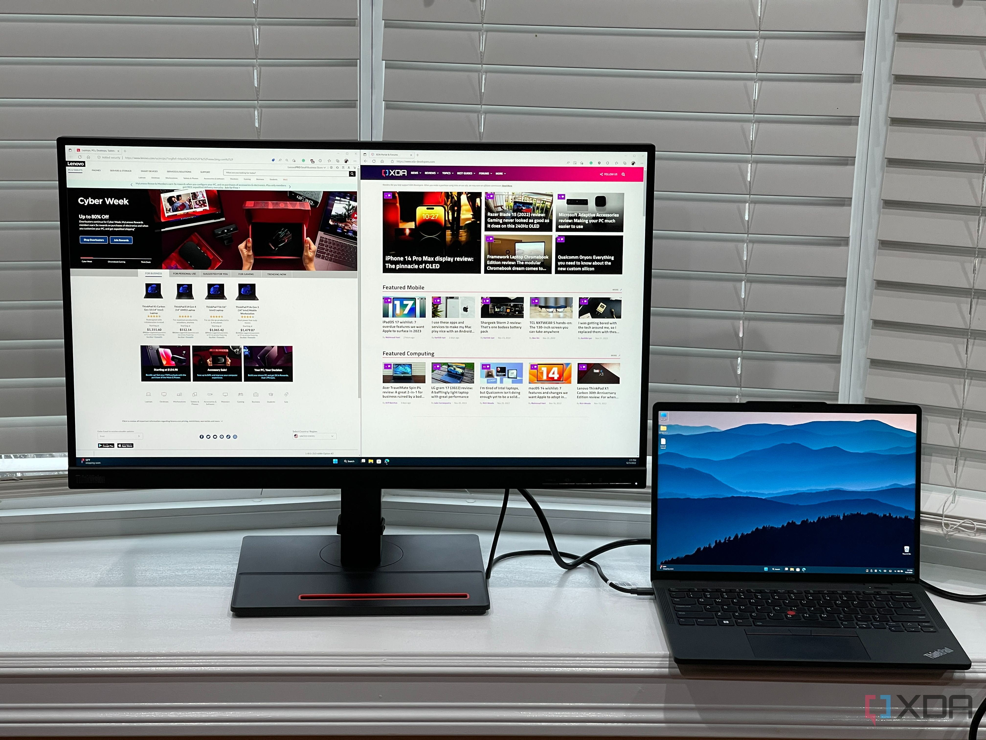 lenovo x1 carbon connect two external monitors