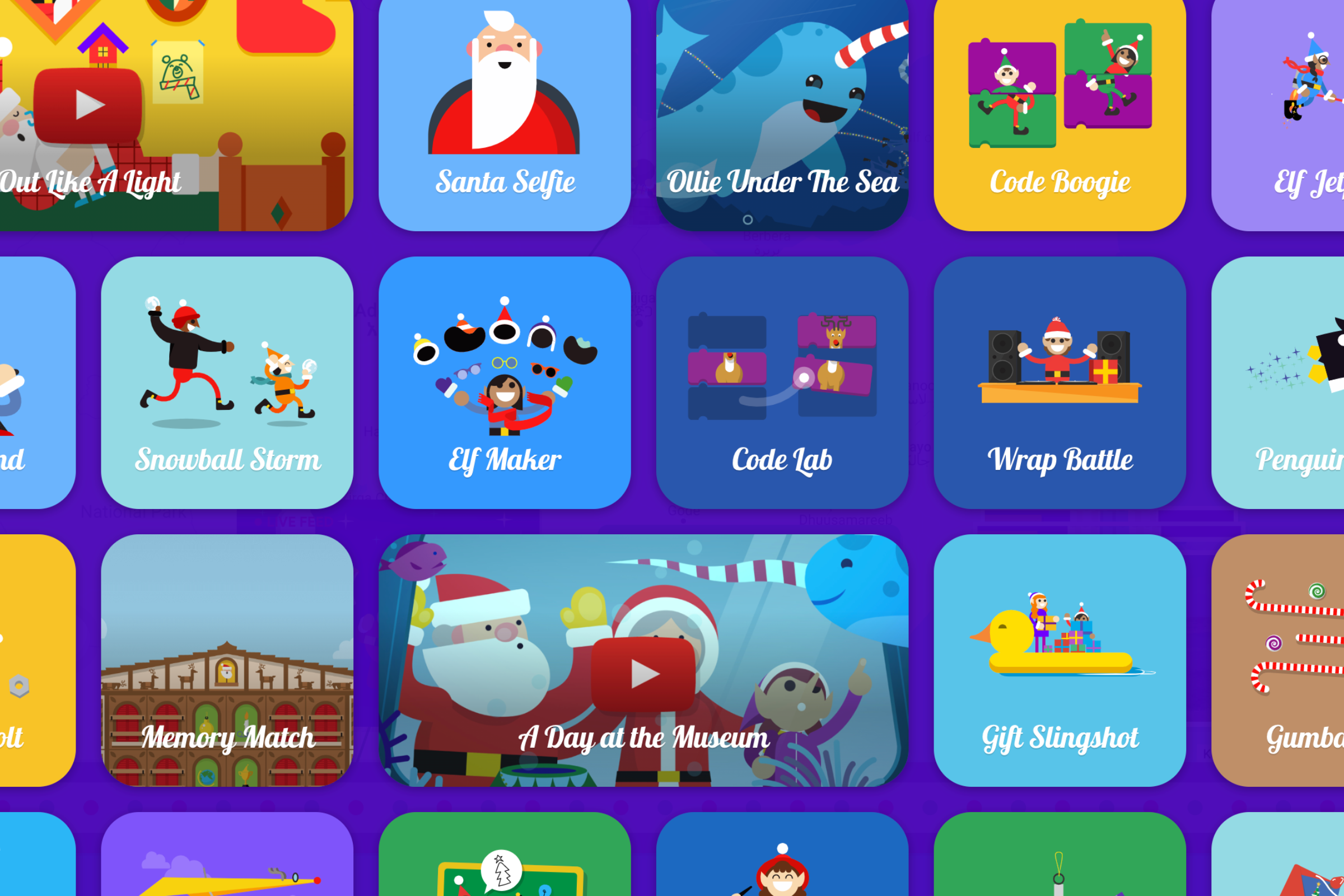 Browser Games - Google Santa Tracker - Game Select (Mobile Version