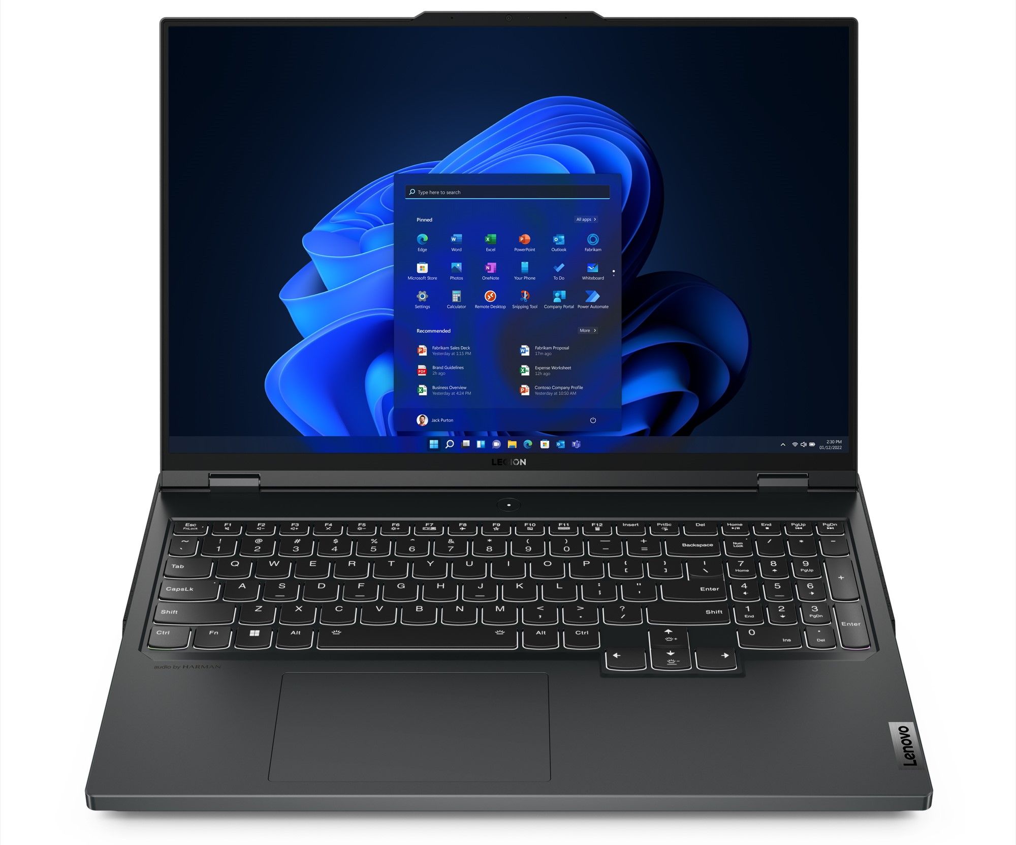 Front view of the Lenovo legion Pro 7i with the lid open