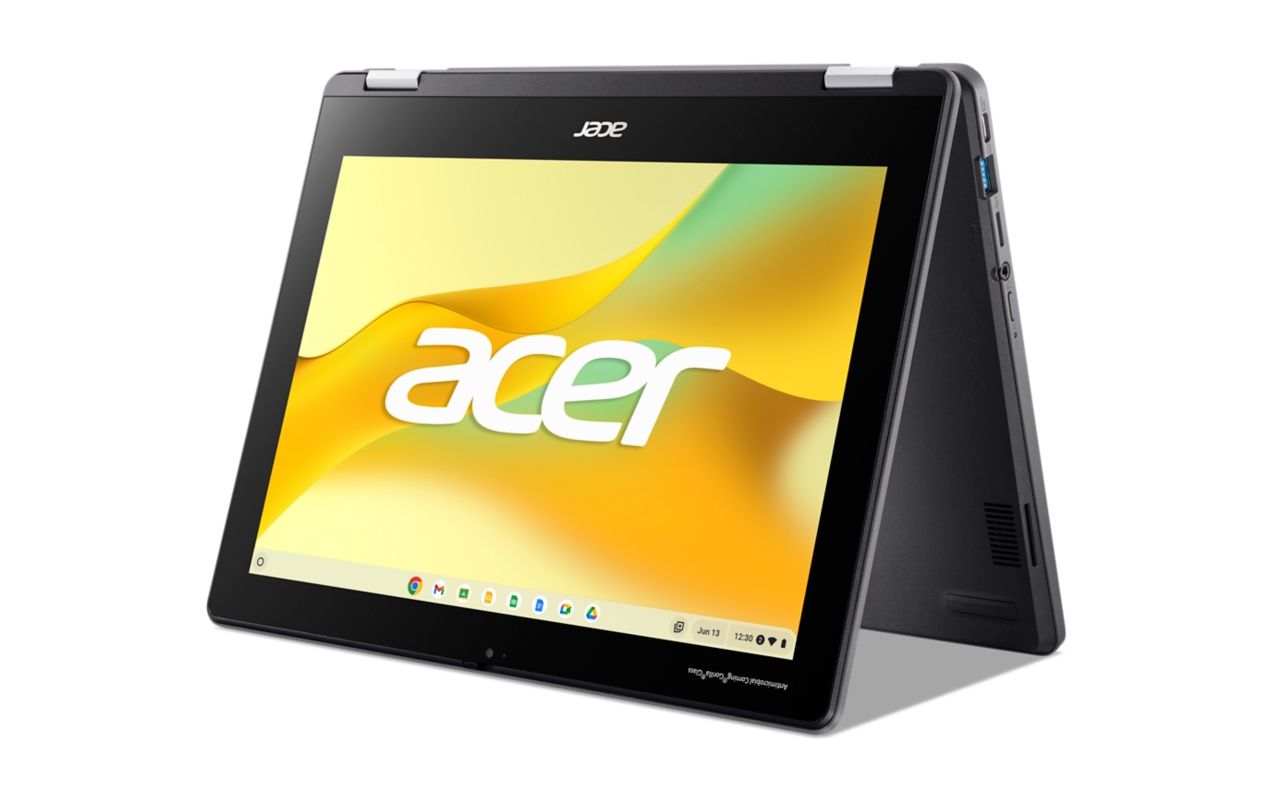 Acer Chromebook Spin 512 in tent position facing slightly left