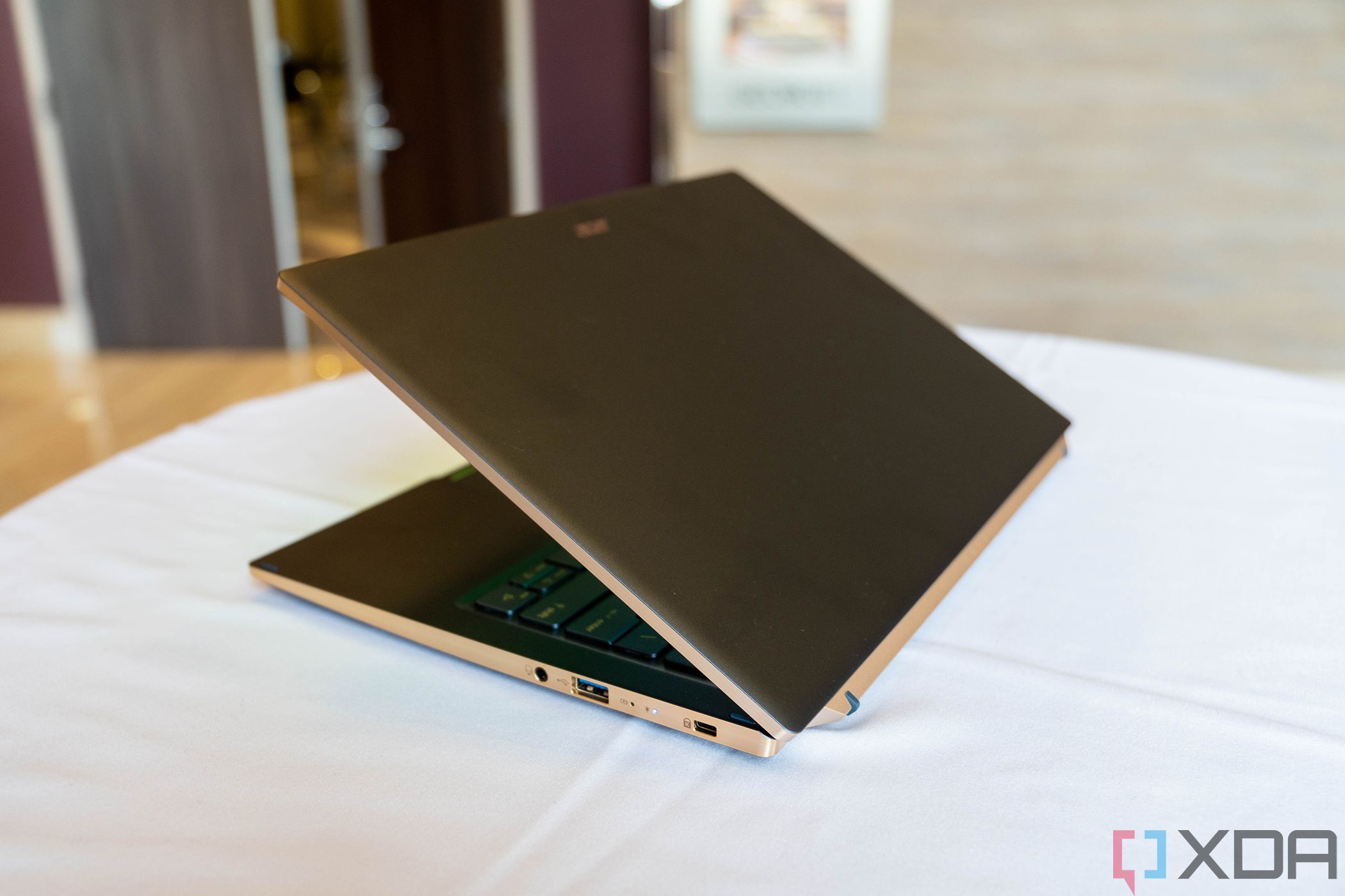 Angled view of semi closed Acer Swift 14