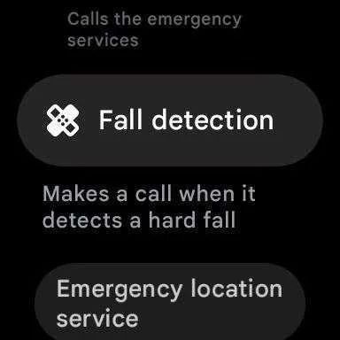 Fall Detection setting screenshot from Pixel Watch 1