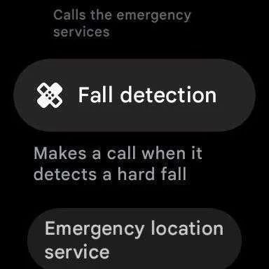 Screenshot of the Pixel Watch 1 fall detection setup