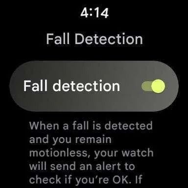 Fall Detection setting screenshot from Pixel Watch 2