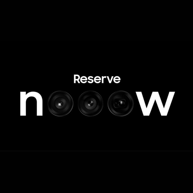 A promotional image with the 'Reserve now' text with three camera sensors.
