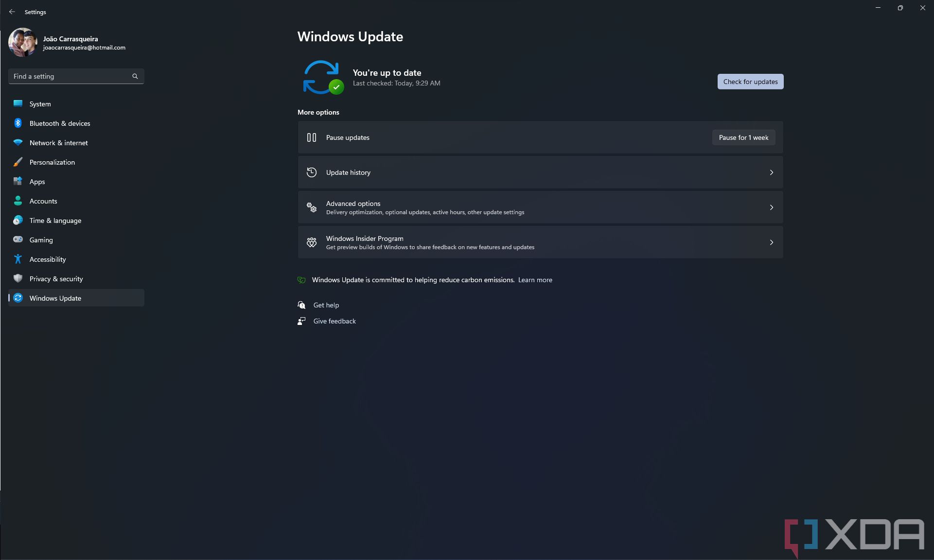 Screenshot of Windows Update in Windows 11