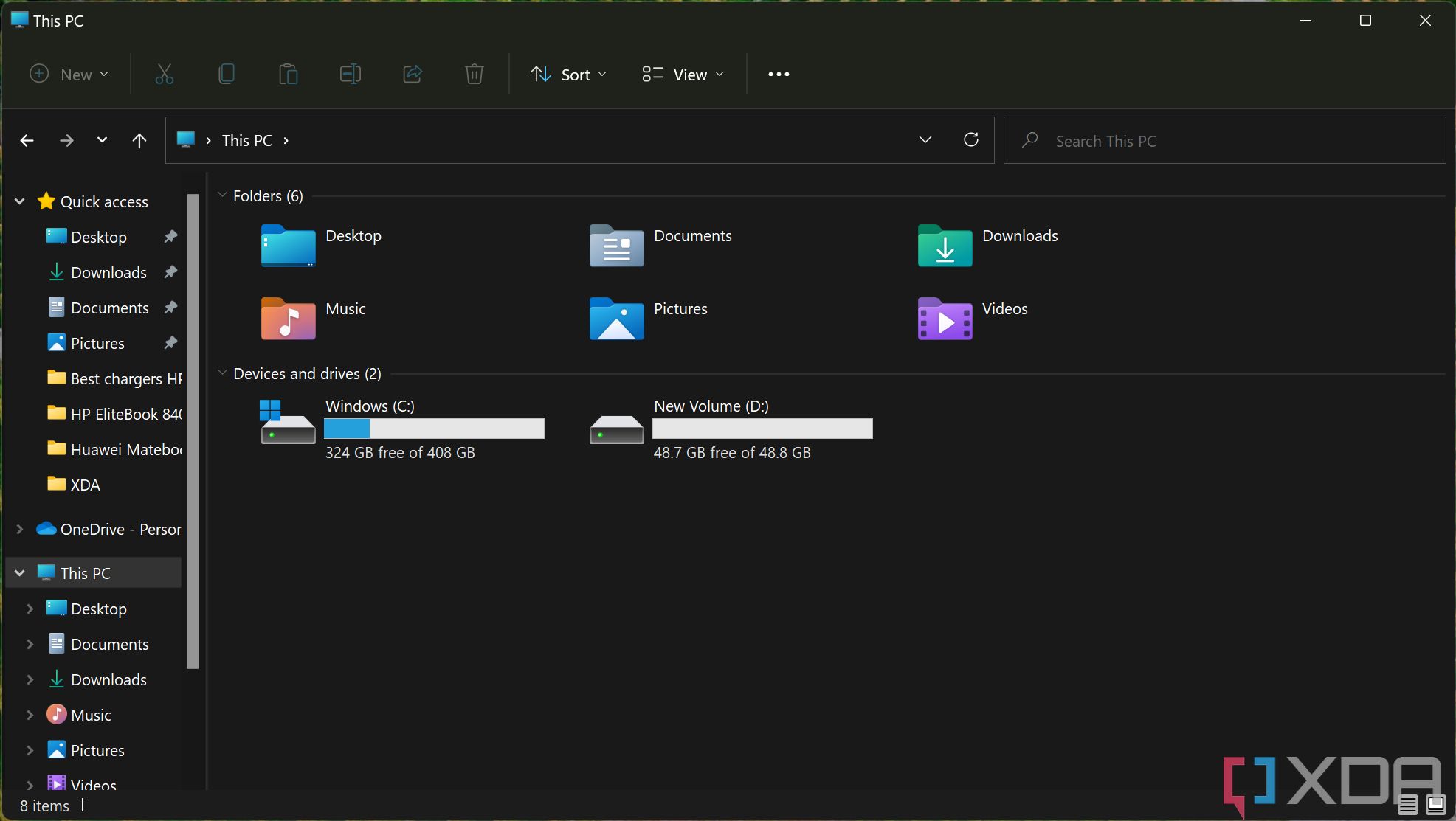Screenshot of File Explorer in Windows 11 showing two different drives
