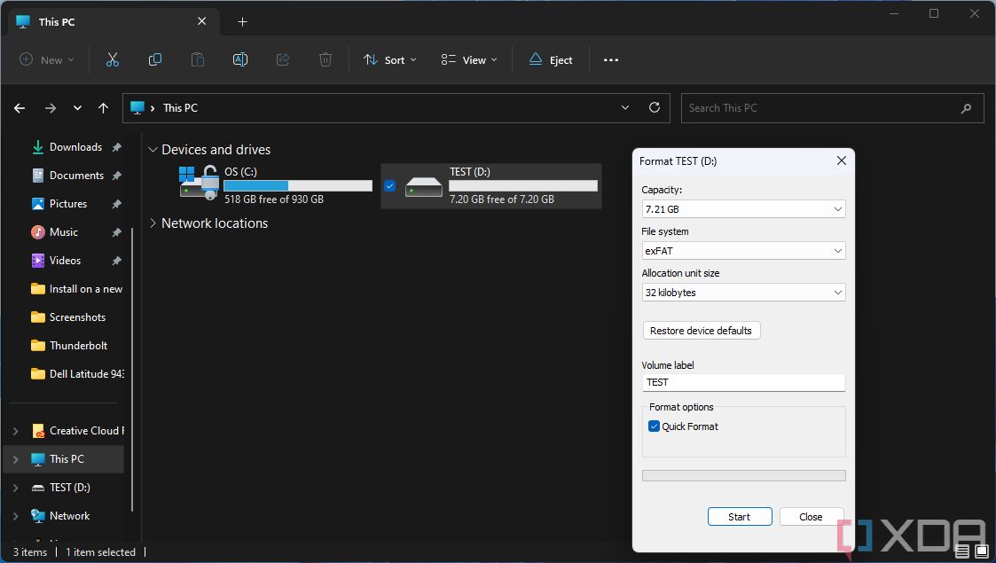 Una captura de pantalla del cuadro de diálogo Formato en Windows 11