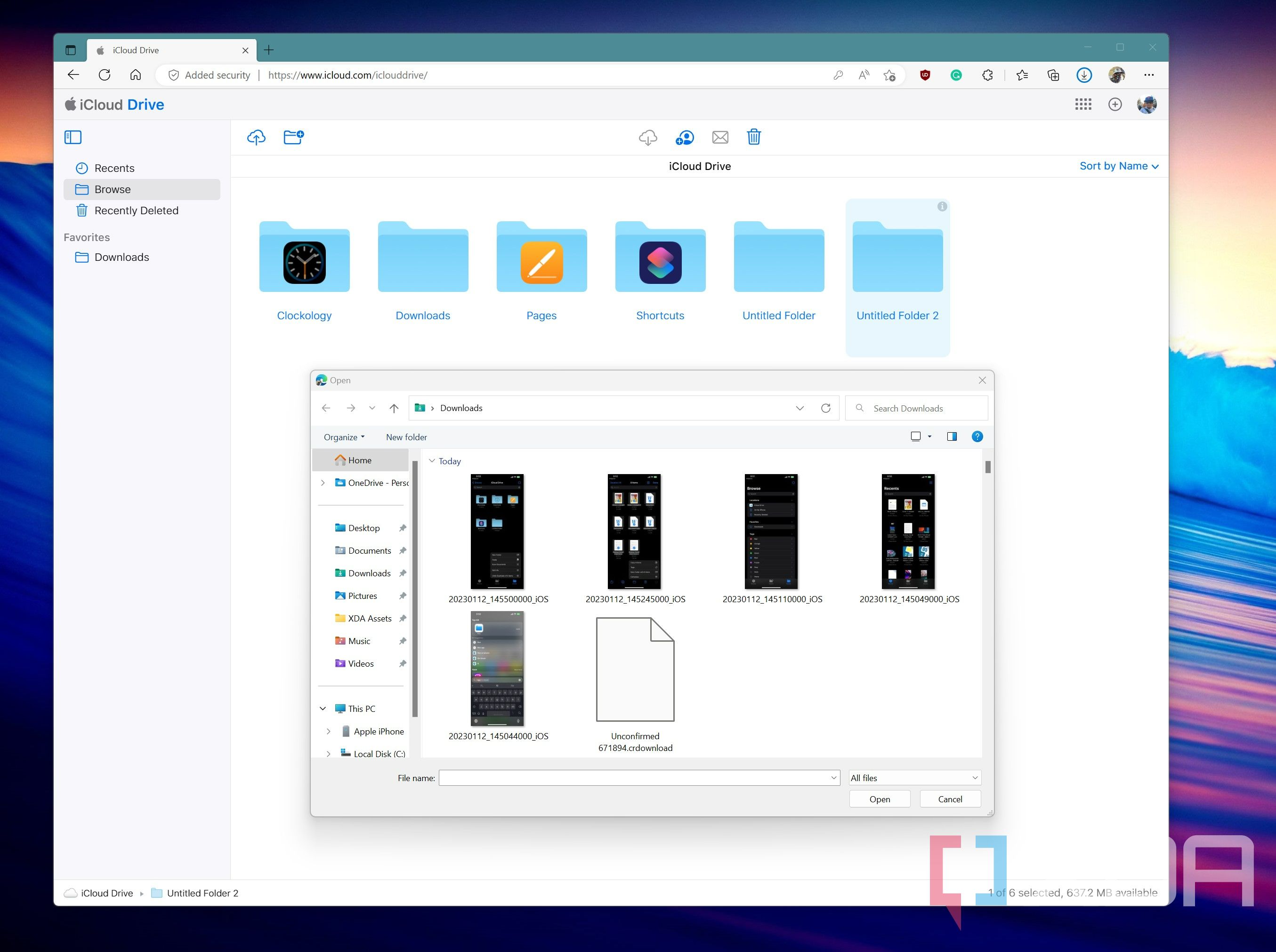 iCloud on Windows 11.