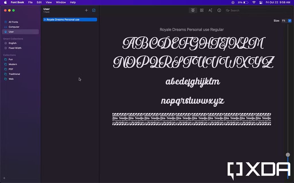 Fonts installed on Mac