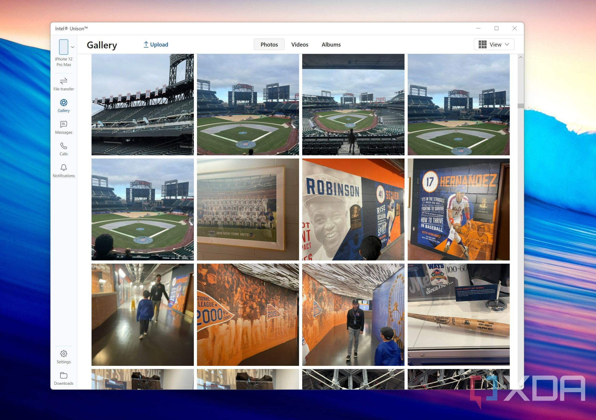 A screenshot of the Intel Unison Gallery feature