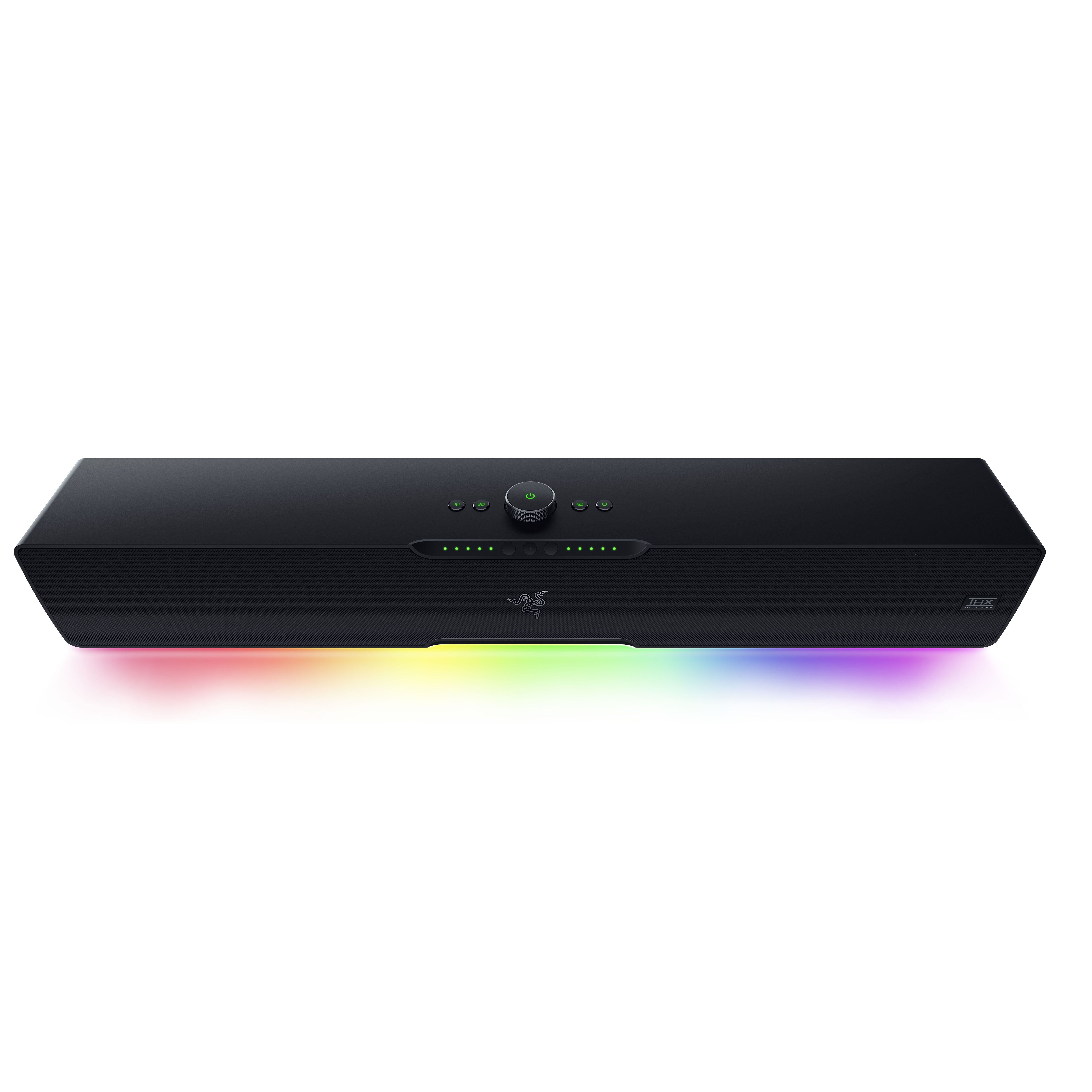 Barra de sonido Razer Leviathan V2 Pro con iluminación RGB y fondo transparente