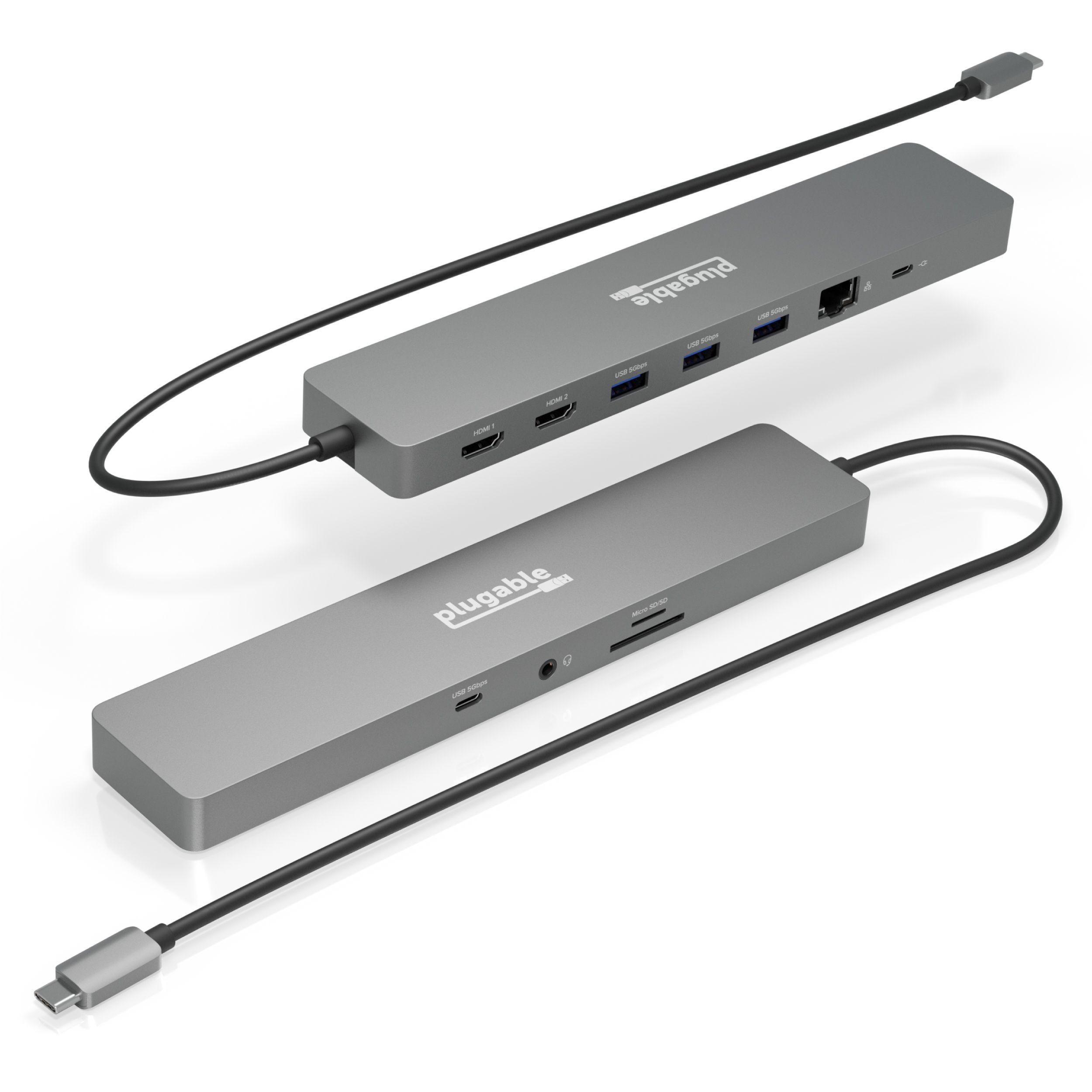 Front and back views of Plugable's USB-C Hub 11