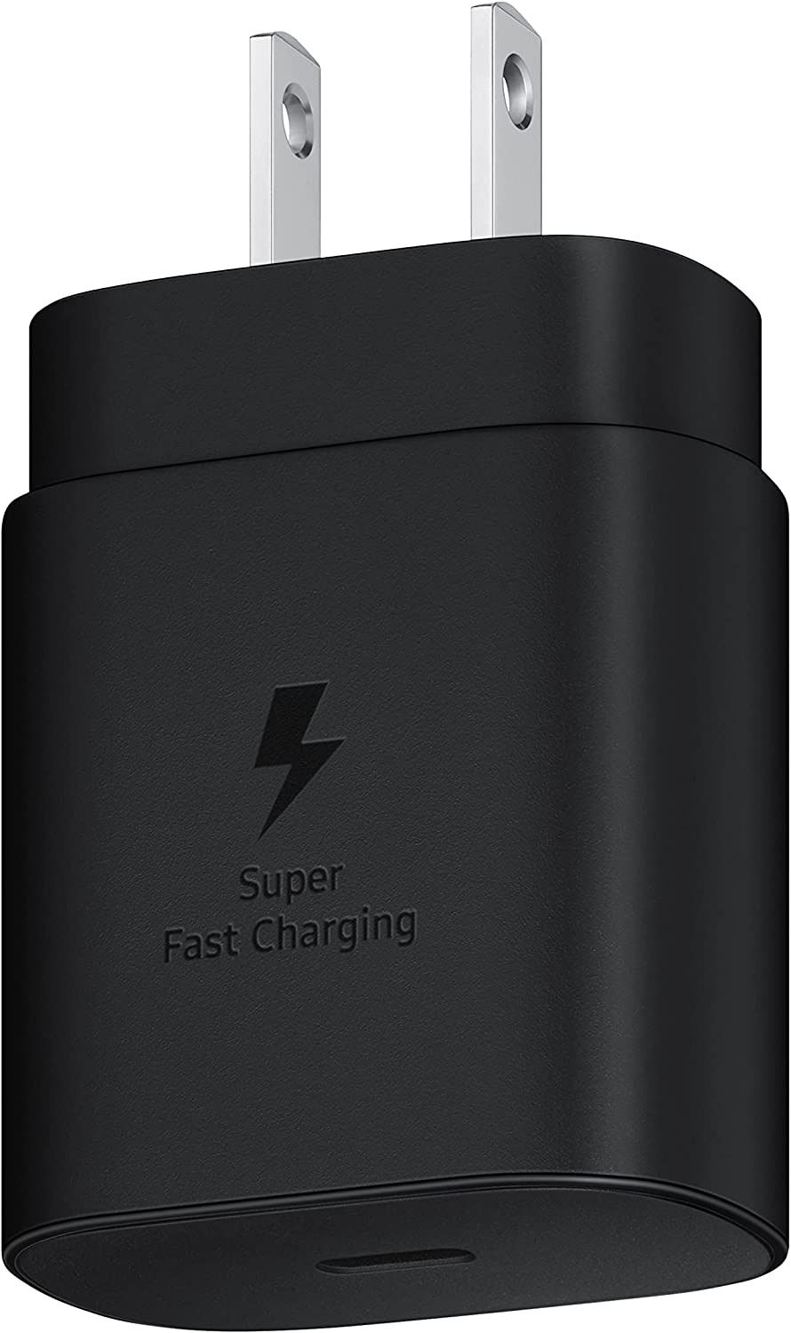 Samsung 25W USB-C Super Fast Wall Charger on a white background.