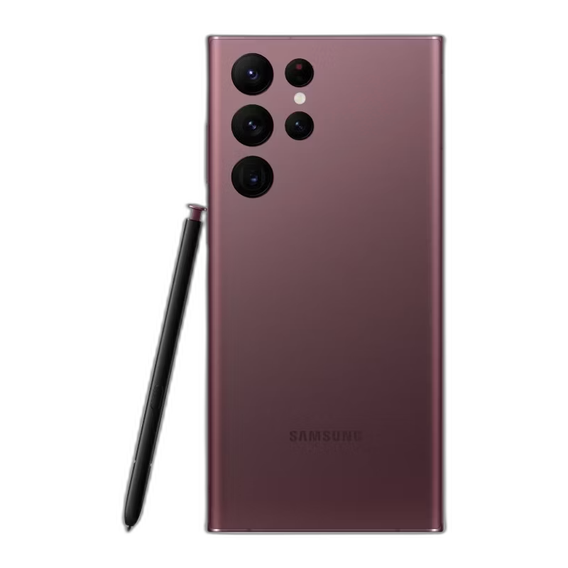 Samsung Galaxy S22 Ultra en Borgoña con S Pen