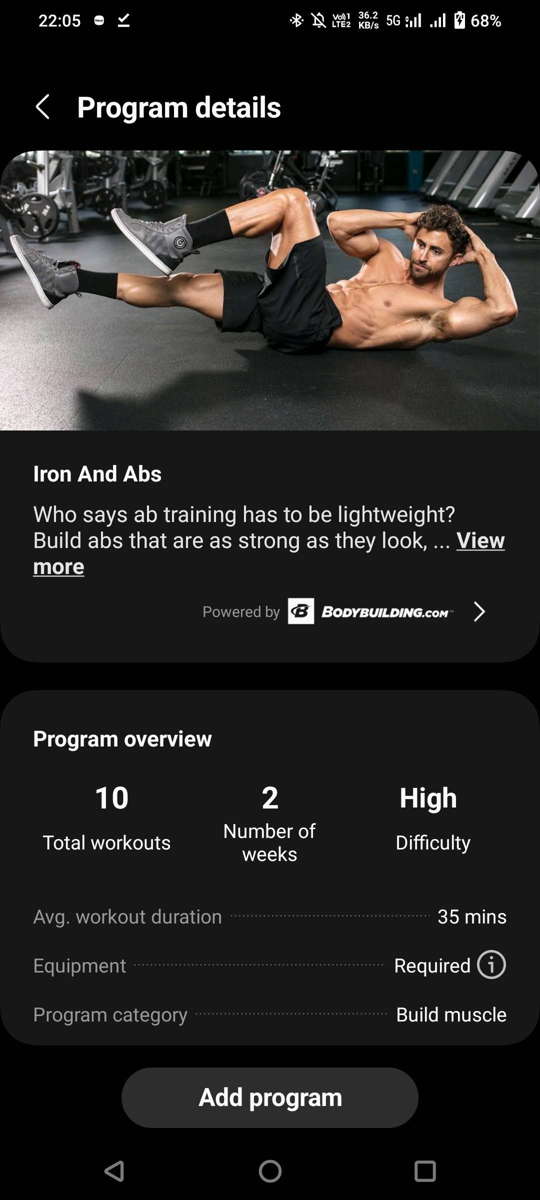 Add workout to online samsung health