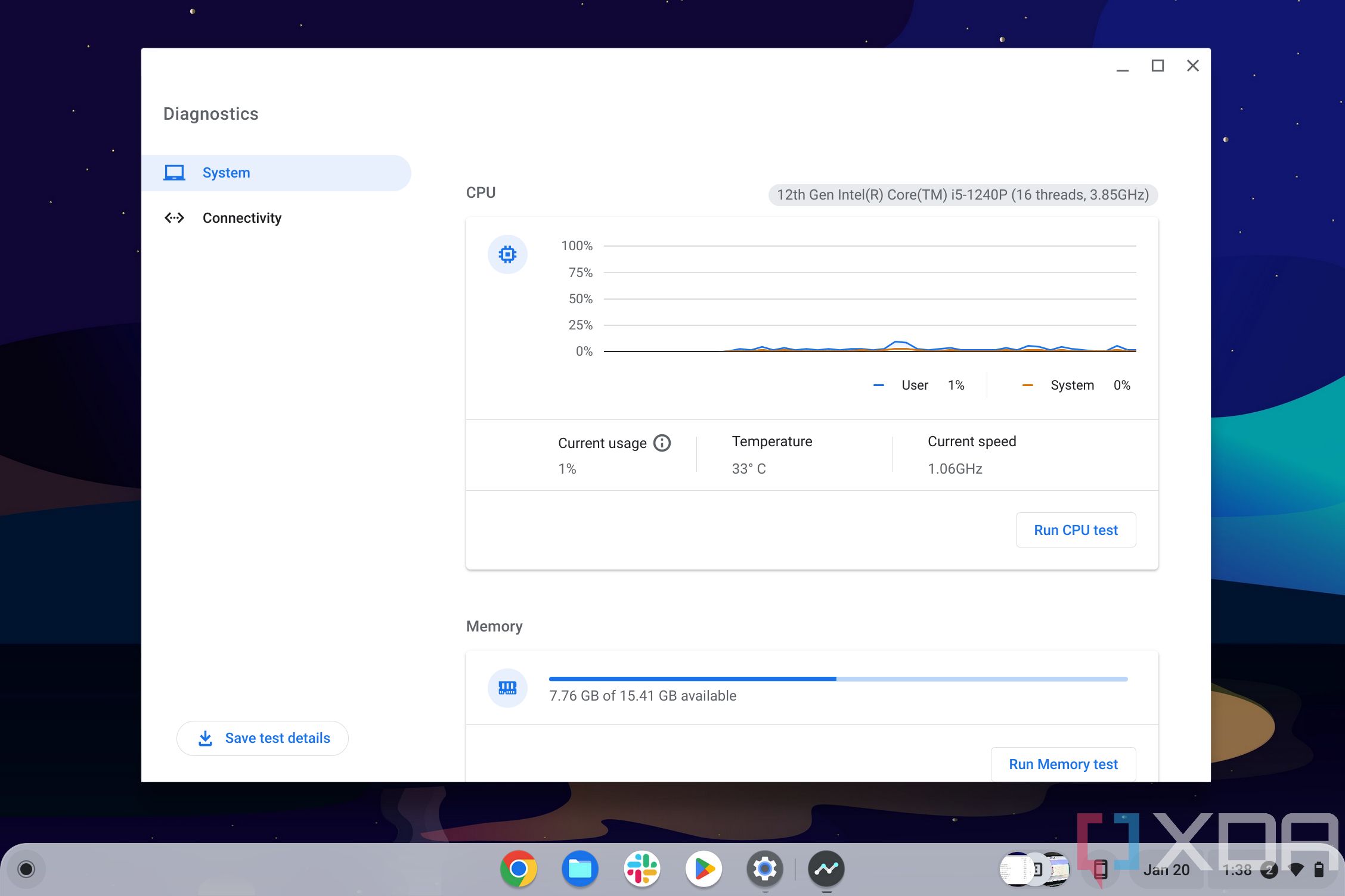 ChromeOS Diagnostics application