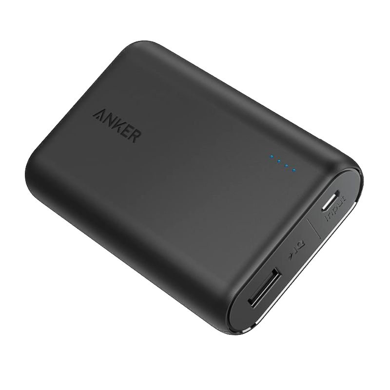 A render of the Anker 10000mAh power bank in black.