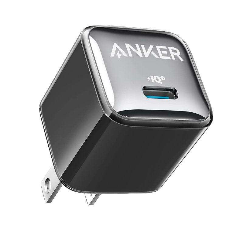 A render of the Anker 511 Charger (Nano) with a glossy black finish.