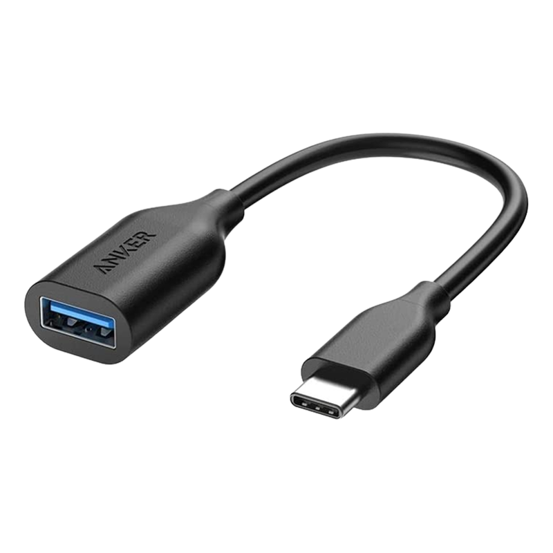 Anker USB-C OTG cable on a transparent background.