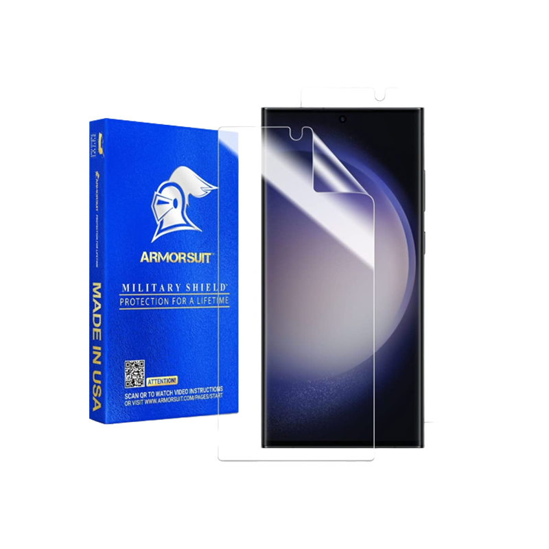 Armor Suit TPU screen protector for Galaxy S23 Ultra on transparent background.